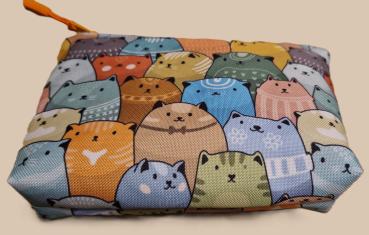 Kosmetiktasche Täschchen wasserabweisend bunte Katzen